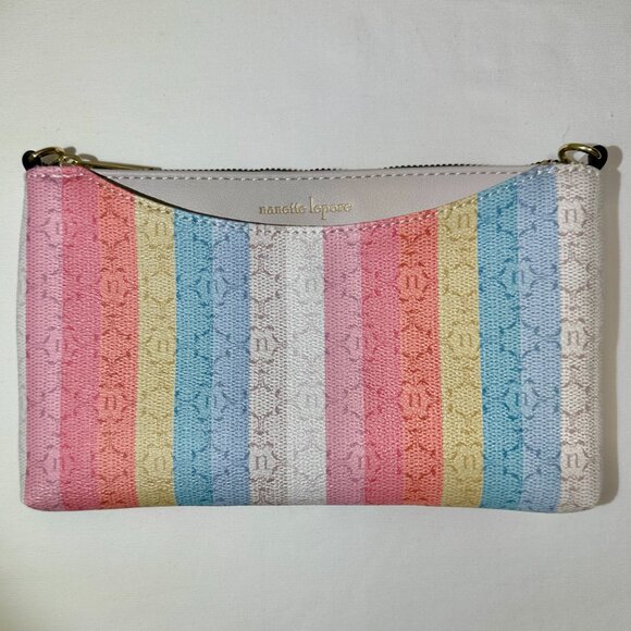 Nanette Lepore Pastel Multi Striped Vegan Leather Clutch Purse, No Strap EUC - Picture 1 of 10